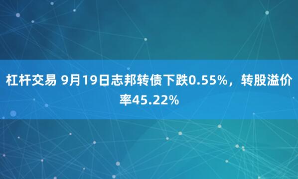 杠杆交易 9月19日志邦转债下跌0.55%，转股溢价率45.22%